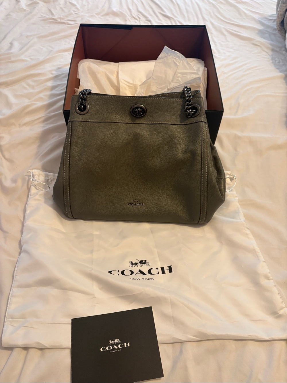 Coach pewter gray Pebbled Leather Shoulder Bag